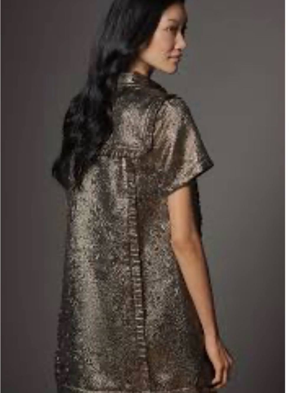 Anthropologie Metallic Bronze Short-Sleeve Shirt Dress size XS - Picture 8 of 8